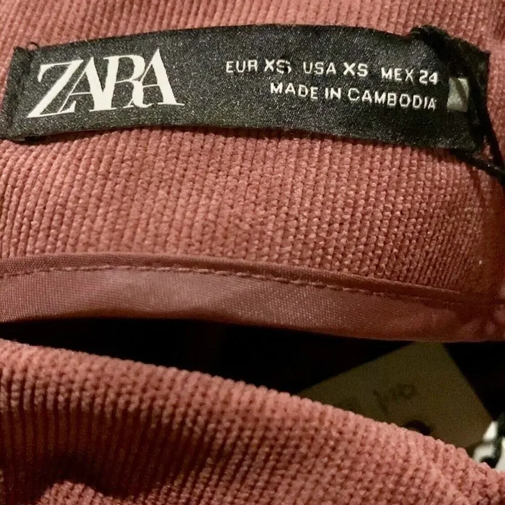 Zara Draped Ruched Corduroy Mini Skirt Dusty Rose Blush Color Size XS